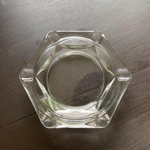 Vintage MCM Glass Hexagon Ashtray