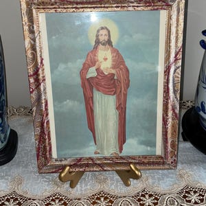 Vintage Jesus Religious Print Framed