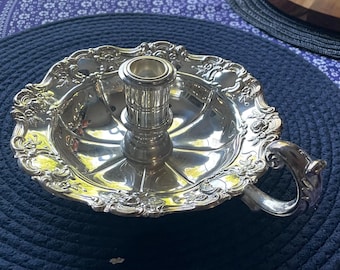 Vintage silver-plated candle holder with handle