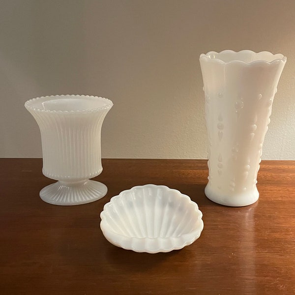 White Milk Glass Trio