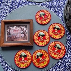 Coca cola art print and coasters