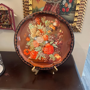 Vintage Floral Style Metal Tray