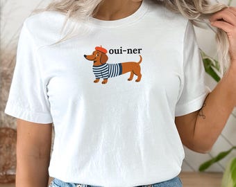 Oui-ner Dachshund Tee | Funny French Wiener Dog Shirt for Dog Lovers
