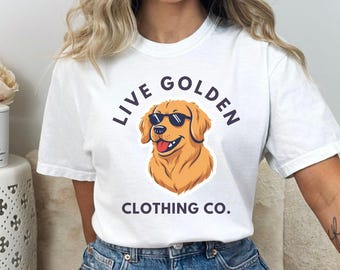 Live Golden Dog Illustration T-Shirt | Golden Retriever Tee