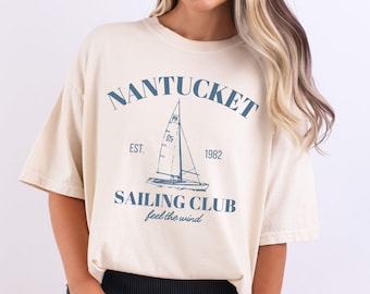 Vintage Nantucket Sailing Club T-Shirt: Comfort Colors Nautical Tee