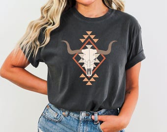 Desert Bull Skull T-Shirt: Western Boho Graphic Tee