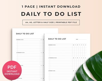 Daily To Do List , Daily Task List Template, Daily Routines, Minimal Daily Planner, Weekly To Do Organizer, A4 / A5/Letter/Half Letter
