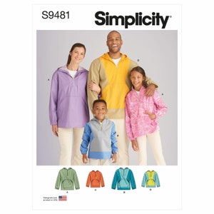 S9481 Unisex Tops for Children Teen Adults sizes XS-XL Simplicity Pattern