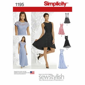 S1195 Misses Dress With Bodice Variations Sizes 4-12 Simplicity Sewing Pattern