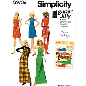 S9739 Misses Vintage 1970s Dress Sizes XS-XL Simplicity Sewing Pattern