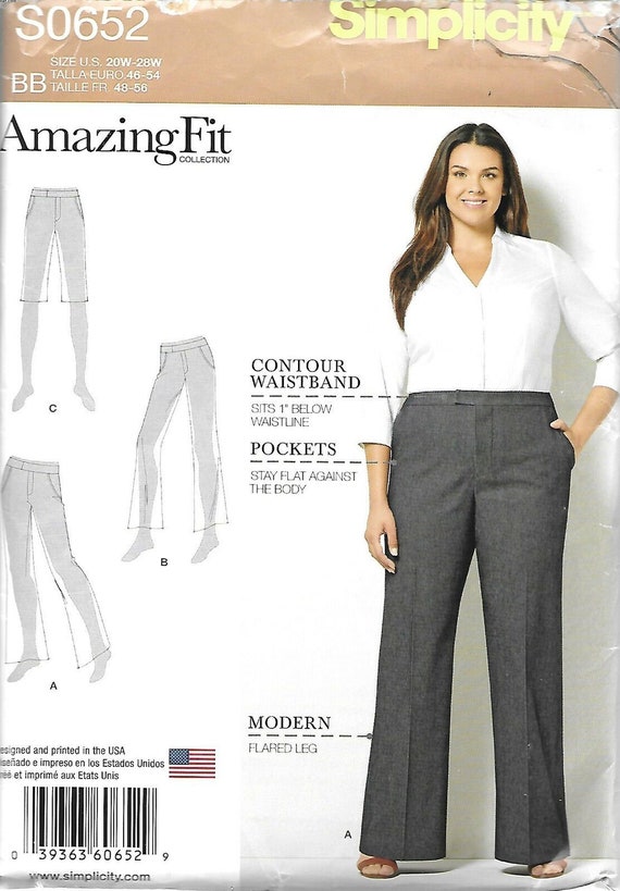 S8056 Womens Plus Flared Pants Shorts Sizes 20W-28W Simplicity Sewing  Pattern 