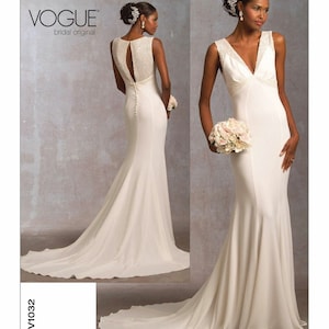 V1032 Misses&#39; Empire-Waist Bridal Dress Sizes 18-22 Vogue Sewing Pattern