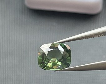 2.45 ct Heated Green Sapphire with Certification Report, Cushion / Mixed Loose Gemstone for Anniversary Pendant or Ring