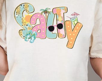 Salty PNG, Trendy Beach png, Summer png, Vacation png, Beach T-Shirt design, Cute Summer png, Doodle png, Stay Salty png