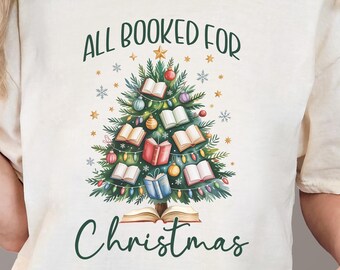 All Booked for Christmas png, Bookish Christmas Sublimation Design png, Digital Download, Book Lover Instant Download