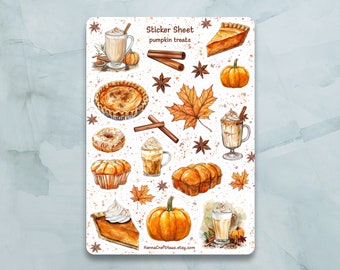Pumpkin Treats Sticker Sheet - Set of 20 Stickers for Journal, Planner, Scrapbooking and more