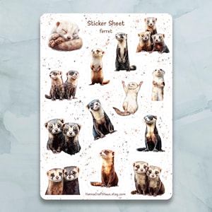 Frettchen Sticker Bogen - Set von 12 Sticker für Journal, Planer, Scrapbooking und mehr