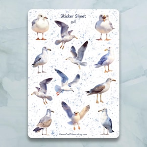 Möwe Sticker Bogen - Set von 12 Stickern für Journal, Planer, Scrapbooking und mehr