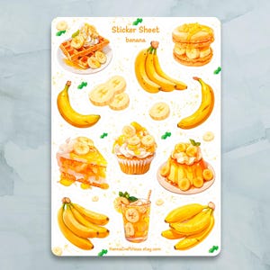 Feuille d'autocollants banane - lot de 12 autocollants pour journal, agenda, scrapbooking et plus