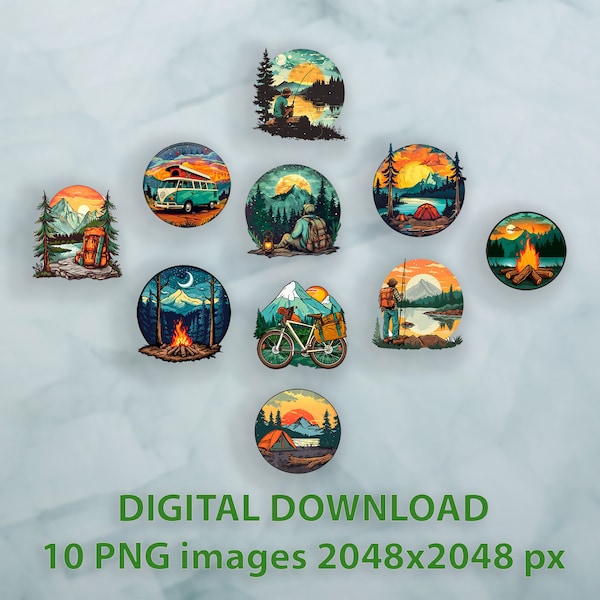 Outdoor Adventures Collection - 10 PNG Images (2048 px) - Instant Download