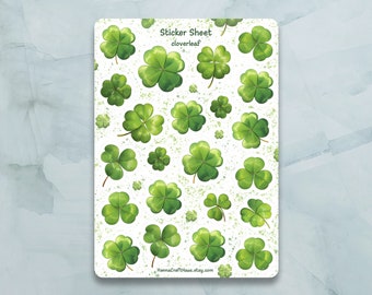 Hoja de pegatinas Cloverleaf - Conjunto de 22 pegatinas para diario, planificador, álbum de recortes y más