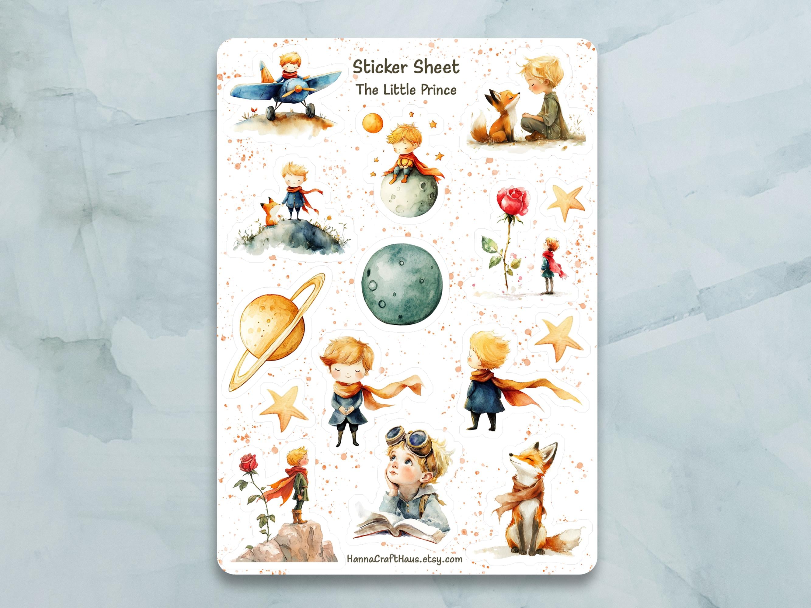 The Little Prince Sticker Sheet - Set of 15 Stickers for Journal 