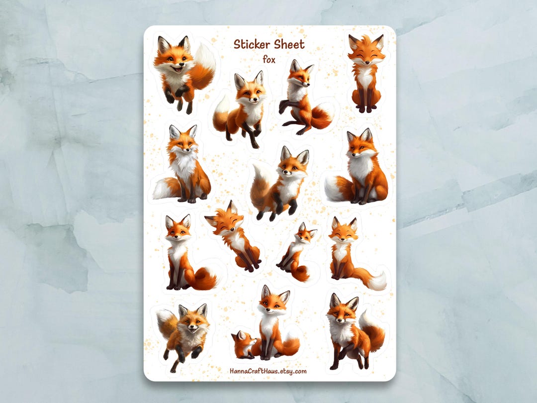 Fox Sticker Sheet - Set of 14 Stickers for Journal, Planner ...