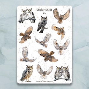 Feuille d'autocollants hibou Uhu - Lot de 12 autocollants pour journal, agenda, scrapbooking et plus