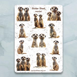 Erdmännchen Sticker Bogen - Set mit 11 Stickern für Journal, Planer, Scrapbooking und mehr