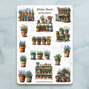 Feuille d'autocollants pour plantes de jardin - Lot de 12 autocollants pour journal, agenda, scrapbooking et plus