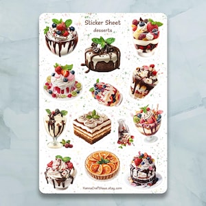 Hoja de pegatinas de postres de frutas: juego de 12 pegatinas para diarios, planificadores, álbumes de recortes y más