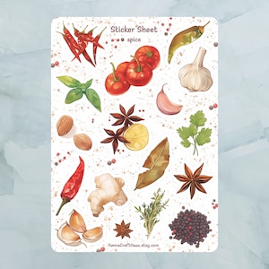 Feuille d'autocollants épicés - Lot de 18 autocollants pour journal, agenda, scrapbooking et plus