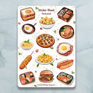 Folha de adesivos para pacote de alimentos - conjunto de 14 adesivos para diário, planejador, álbum de recortes e muito mais