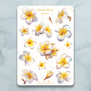 Plumeria Sticker Sheet – Set mit 15 Stickern für Journal, Planer, Scrapbooking und mehr