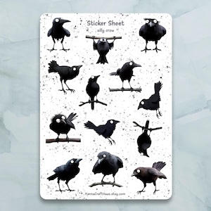 Feuille d'autocollants Silly Crow - Lot de 12 autocollants pour journal, agenda, scrapbooking et plus