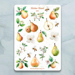 Foglio di adesivi a forma di pera - Set di 20 adesivi per diario, pianificatore, scrapbooking e altro ancora