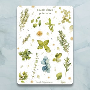 Foglio di adesivi per erbe da giardino - Set di 15 adesivi per diario, agenda, scrapbooking e altro ancora