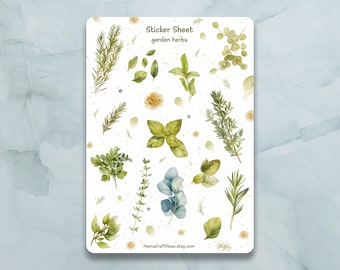 Foglio di adesivi per erbe da giardino - Set di 15 adesivi per diario, agenda, scrapbooking e altro ancora