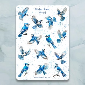 Folha de adesivos Blue Jays - Conjunto de 14 adesivos para diário, planejador, scrapbooking e muito mais