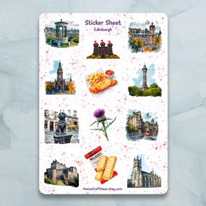 Edinburgh stickervel: set van 12 stickers voor dagboek, planner, scrapbooking en meer