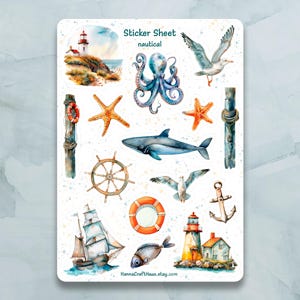 Feuille d'autocollants nautiques - Lot de 15 autocollants pour journal, agenda, scrapbooking et plus