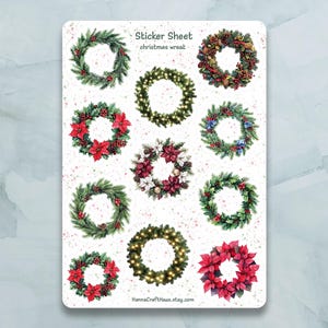 Hoja de pegatinas navideñas con diseño de trigo: juego de 11 pegatinas para diarios, planificadores, álbumes de recortes y más