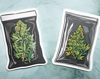 Bagged Marijuana Sticker - Vinyl Sticker - Stickers for Journal, Planner, Scrapbooking and more