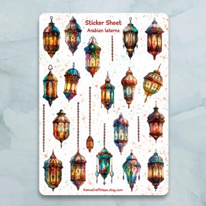 Feuille d'autocollants Arabian Laterns - Lot de 22 autocollants pour journal, agenda, scrapbooking et plus