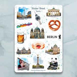 Berlin Sticker Sheet - Set of 14 Stickers for Journal, Planner, Scrapbooking and more