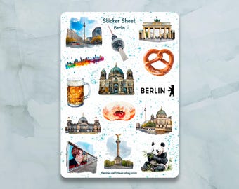 Berlin Sticker Sheet - Set of 14 Stickers for Journal, Planner, Scrapbooking and more