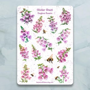 Fingerhut Blumen Sticker Bogen - Set von 18 Aufkleber für Journal, Planer, Scrapbooking und mehr
