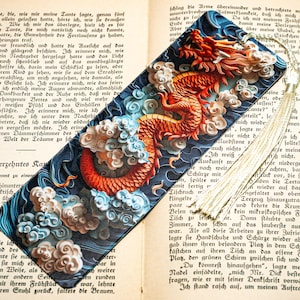 Segnalibro drago cinese - Accessori per libri, segnalibro illustrato, lettura, regalo per amanti dei libri, segnalibro di carta, accessorio per la lettura, diario
