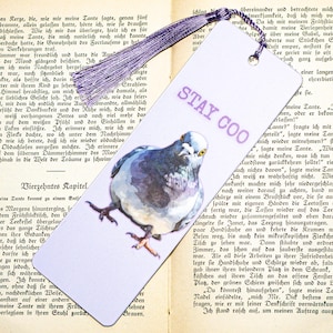 Segnalibro piccione - Accessori per libri, segnalibro illustrato, lettura, regalo per amanti dei libri, segnalibro di carta, accessorio per la lettura, diario
