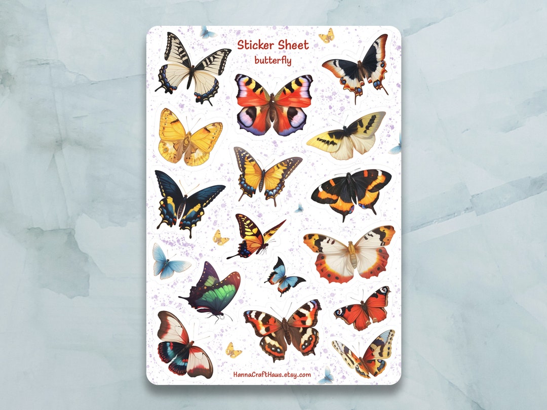 Butterfly Sticker Sheet - Set of 17 Stickers for Journal, Planner ...